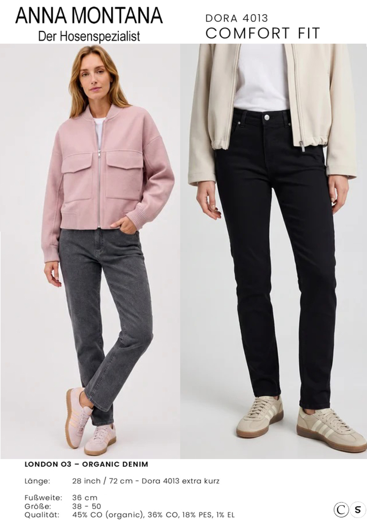 Dora 4013 / Kurzlänge / Organic Cotton / seitlicher Gummizug / Größen 38 bis 50